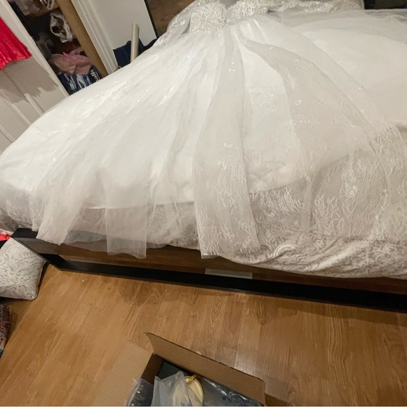 White Long sleeve elegant romantic hoho beach bridal wedding gown plus size 24 - Picture 12 of 17